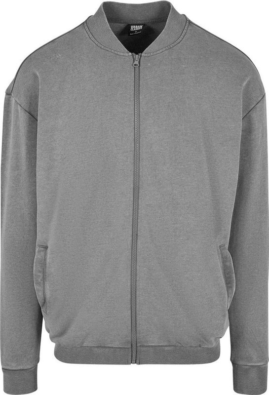 Urban Classics - Washed Sweat Bomber - Sweatjack - Grijs - 65% Katoen, 35% Polyester