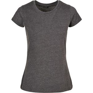 Build Your Brand - Basic T-shirt - Antraciet - Dames - Korte Mouwen - Ronde Hals - Katoen