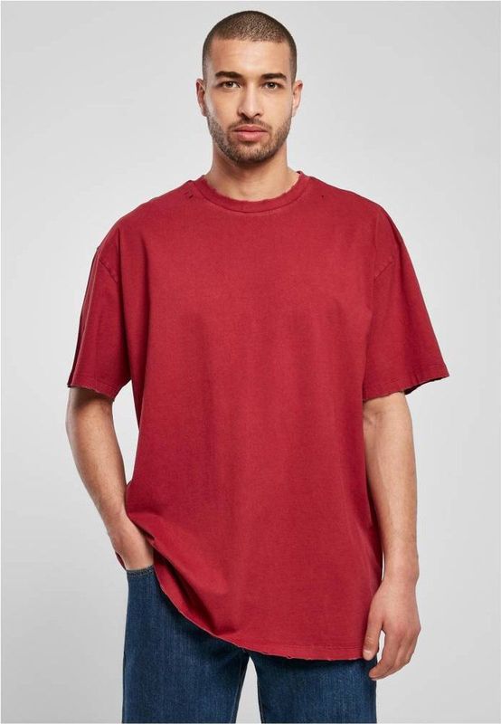 Urban Classics - Oversized Distressed Heren T-shirt - Rood