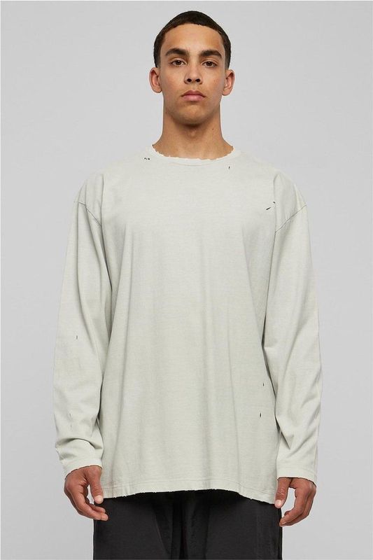 Urban Classics - Oversized Distressed Longsleeve shirt Grijs
