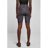Urban Classics - High Waist Tech Mesh AOP Cycle Shorts - Zwart - Polyester Elastaan