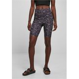 Urban Classics - High Waist Tech Mesh AOP Cycle Shorts - Zwart - Polyester Elastaan