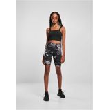 Urban Classics - High Waist Tech Mesh AOP - Korte Cycle Broek - Zwart/Wit