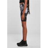 Urban Classics - High Waist Tech Mesh AOP - Korte Cycle Broek - Zwart/Wit