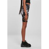 Urban Classics - High Waist Tech Mesh AOP - Korte Cycle Broek - Zwart/Wit