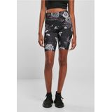 Urban Classics - High Waist Tech Mesh AOP - Korte Cycle Broek - Zwart/Wit