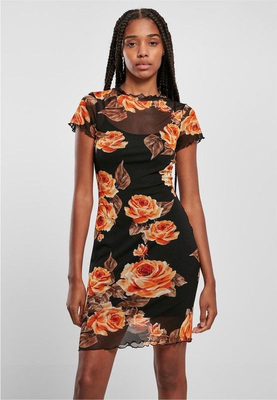 Jerseyjurken - Transparant - Korte Mouwen - Zwart - Meshstof