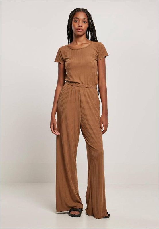 Urban Classics - Rib Wid Leg Jumpsuit - Bruin