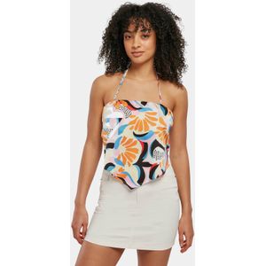 Urban Classics - Cropped AOP Satin Triangle Mouwloze top - XS - Multicolours