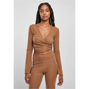 Urban Classics - Cropped Rib Wrapped Longsleeve top - Bruin