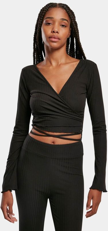 Gebreid Vest - Effen - Slanke Pasvorm - Lange Mouw - V-hals - Wikkel Design