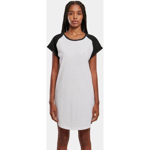 Urban Classics - Contrast Raglan - Korte Jurk - Wit/Zwart - 100% Katoen