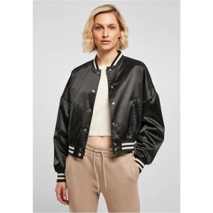 College Jacket - Effen - Satijn - Geribbelde Kraag - Losse Pasvorm