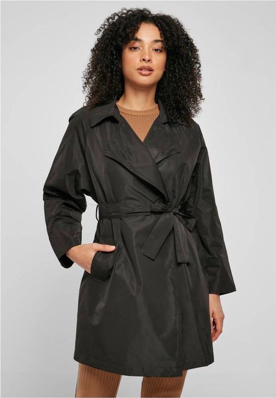 URBAN CLASSICS Allwetterjacke Urban Classics Damen Ladies Crinkle Nylon Minimal Trench Coat (1-St)