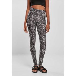 Urban Classics - Soft AOP blackpaint Legging - Zwart/Wit