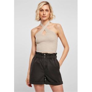 Urban Classics - Rib Knit Crossed Halter Top - Licht Aupe - Katoen