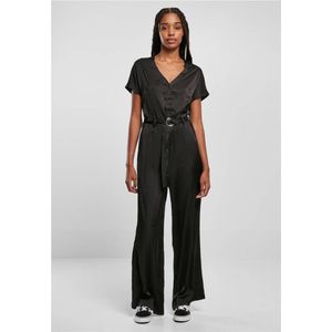 Urban Classics - Satin Wide Leg Jumpsuit - Zwart - Polyester