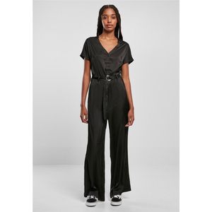 Urban Classics - Satin Wide Leg Jumpsuit - Zwart - Polyester