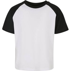 Urban Classics - Raglan Contrast Kinder T-shirt - Kids 146 152 - Wit Zwart