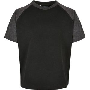 Urban Classics - Raglan Contrast Kinder T-shirt - Kids 134 140 - Zwart Grijs