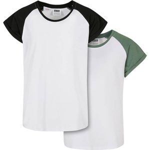 Urban Classics - Contrast Raglan Kinder T-shirt - Kids 110 116 - Wit
