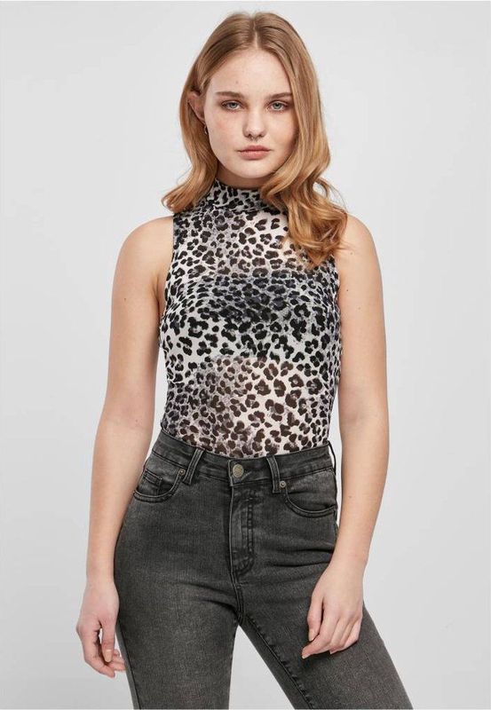 Shirt - Bodystocking - Dierenprint - Aansluitende Pasvorm - Mouwloos