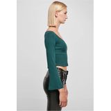 Urban Classics - Short Rib Wide V-Neck Longsleeve top - Groen