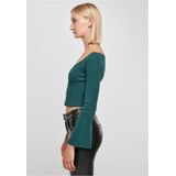 Urban Classics - Short Rib Wide V-Neck Longsleeve top - Groen