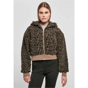 Urban Classics - Short Oversized Aop Sherpa Jas - Dames - Met Capuchon - Kort
