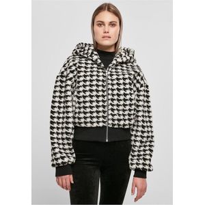 Urban Classics - Short Oversized Aop Sherpa Jas - Damesjas - Met Capuchon - Pluizig Sherpa-materiaal