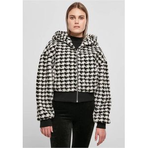 Urban Classics - Short Oversized AOP Sherpa Jacket   Zwart/Wit