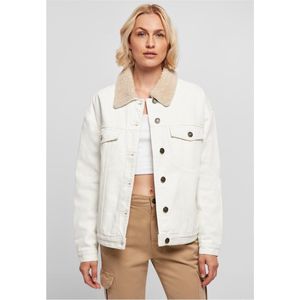 Urban Classics Oversized Sherpa Denim Jacket, Offwhite, L, Gebroken wit