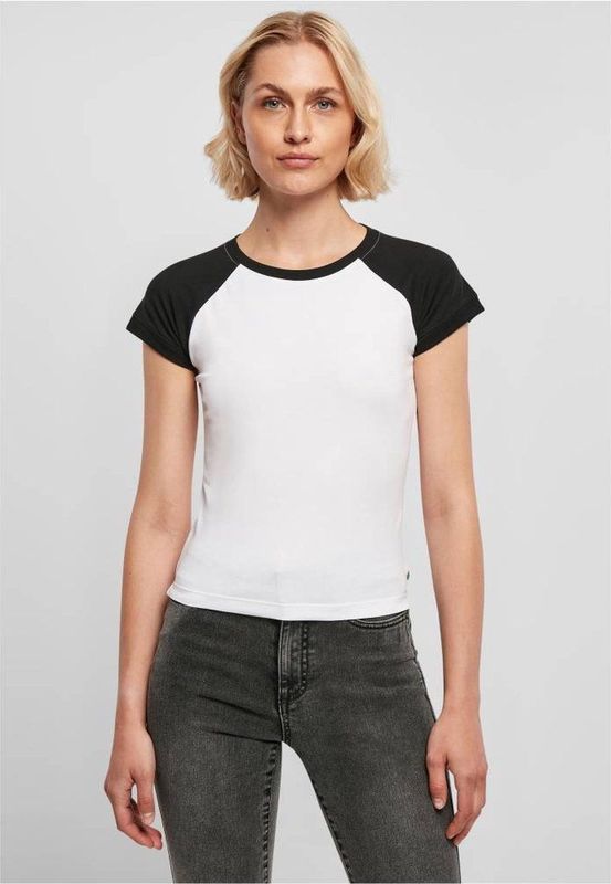 Urban Classics - Organic Stretch Short Retro Baseball Top - Wit/Zwart