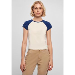 Urban Classics - Organic Stretch Short Retro Baseball Top - Gebroken wit/Blauw