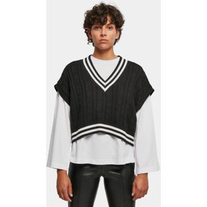 Urban Classics - Cropped Knit College - Trui - Zwart