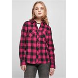 Urban Classics - Turnup Checked Flanell Blouse - Roze/Zwart