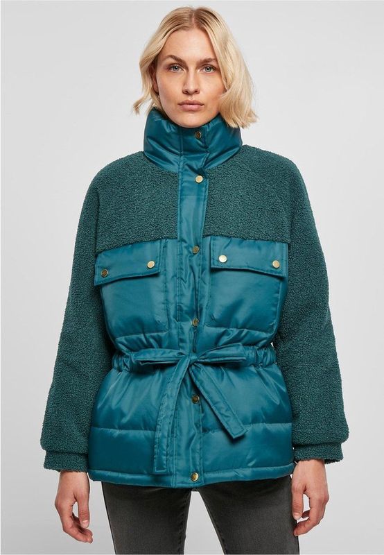 Urban Classics - Sherpa Mix Gewatteerd jack   Groen