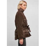 Urban Classics - Sherpa Mix Puffer - Dames Jas - Donker - 100% Polyester, 100% Nylon & Polyamide