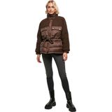 Urban Classics - Sherpa Mix Puffer - Dames Jas - Donker - 100% Polyester, 100% Nylon & Polyamide