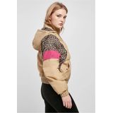Urban Classics - Tussenjas - Lichtbeige/Bruin/Pink/Zwart - Capuchon met Trekkoord, Color-Blocking
