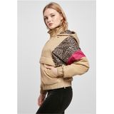 Urban Classics - Tussenjas - Lichtbeige/Bruin/Pink/Zwart - Capuchon met Trekkoord, Color-Blocking