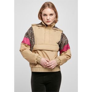 Urban Classics - Mixed Jumper Over Jas - Gevoerd - Met Kangoeroezak - Roze en Luipaardprint