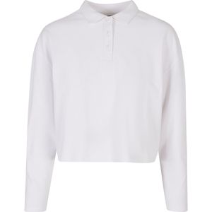 Urban Classics Dames Korte oversized Polo Longsleeve T-shirt, Wit, 3XL, wit, 3XL