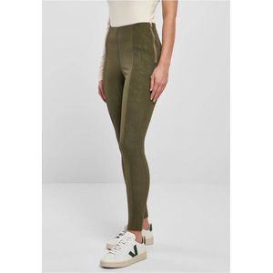 Urban Classics - Washed Faux Leather Skinny fit broek - Olijfgroen