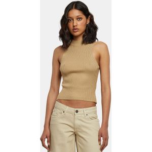 Urban Classics - Short Rib Knit Turtleneck - Mouwloze Top - Beige
