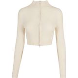 Urban Classics - Cropped Rib Knit Zip Cardigan - Ivoorkleurig