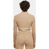 Urban Classics - Cropped Rib Knit Zip Cardigan - Beige