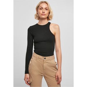 Urban Classics - Organic Stretch Asymmetric Bodysuit - Zwart - 95% Katoen, 5% Elastaan
