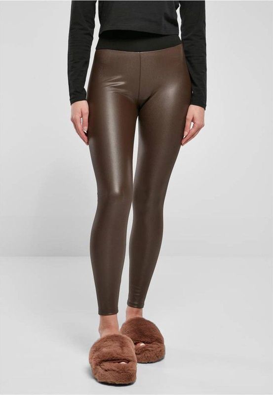 Urban Classics Dameslegging Kunstleer - Bruin - Hoge Taille