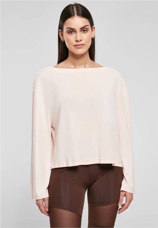 Urban Classics - Short Modal Bateau Neckline Longsleeve top - Roze